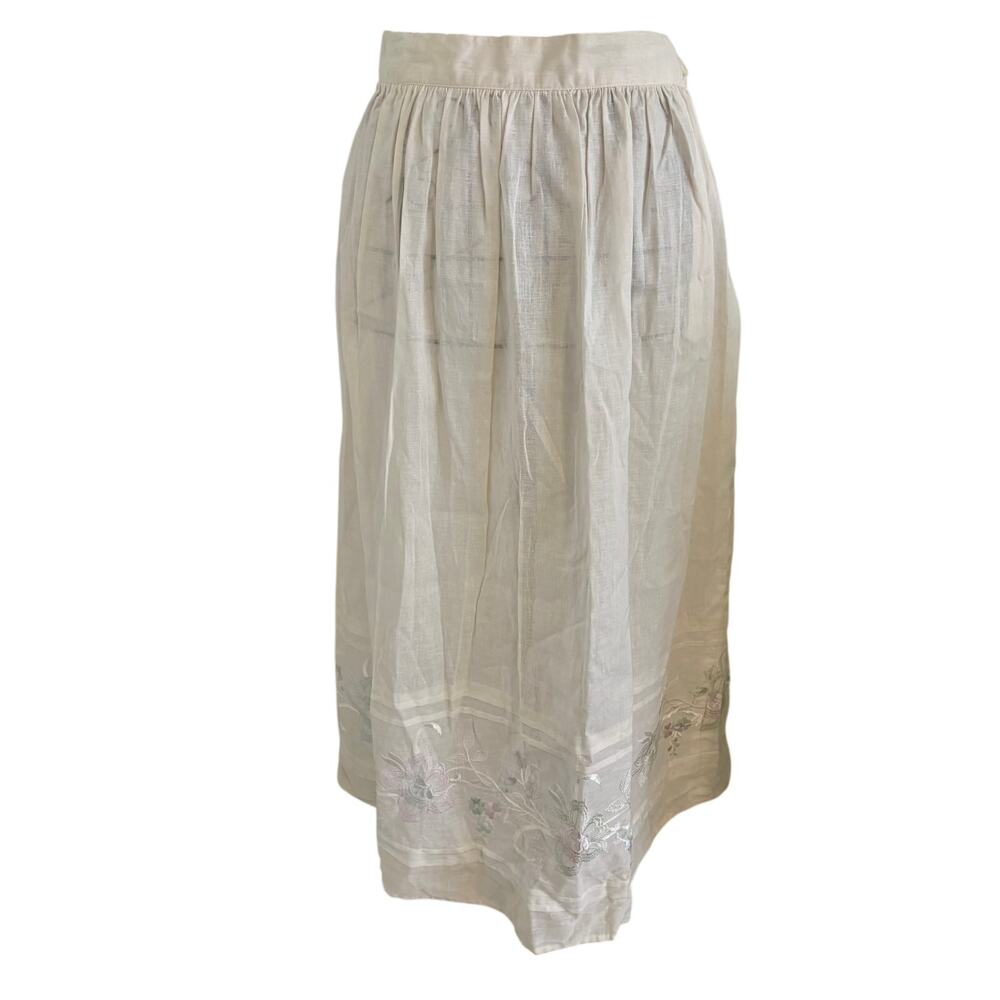 NWT 80s Vintage Nilani Embroidered Midi Prairie Skirt Cottage Floral Deadstock